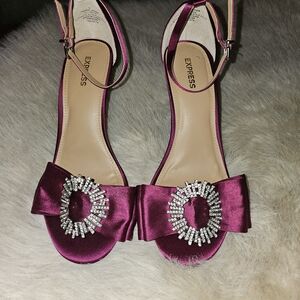 Express Women's Satin Ankle Strap Heels - Purple